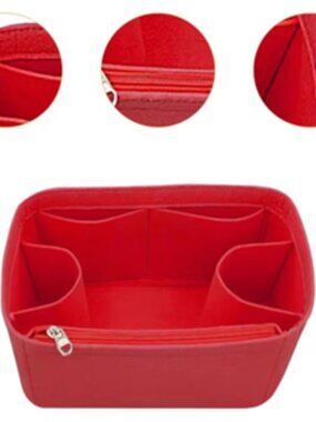 Purse Insert/ Divider (felt) SZ SM- Style 2B (cupholder) 9"Lx 5.5"H x 5"W - Red